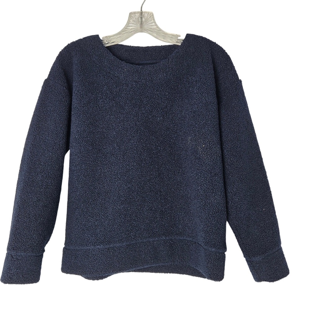 J Crew Vintage Fleece Pullover Sweatshirt Navy‎ Blue Crew Neck Relaxed Fit XS
